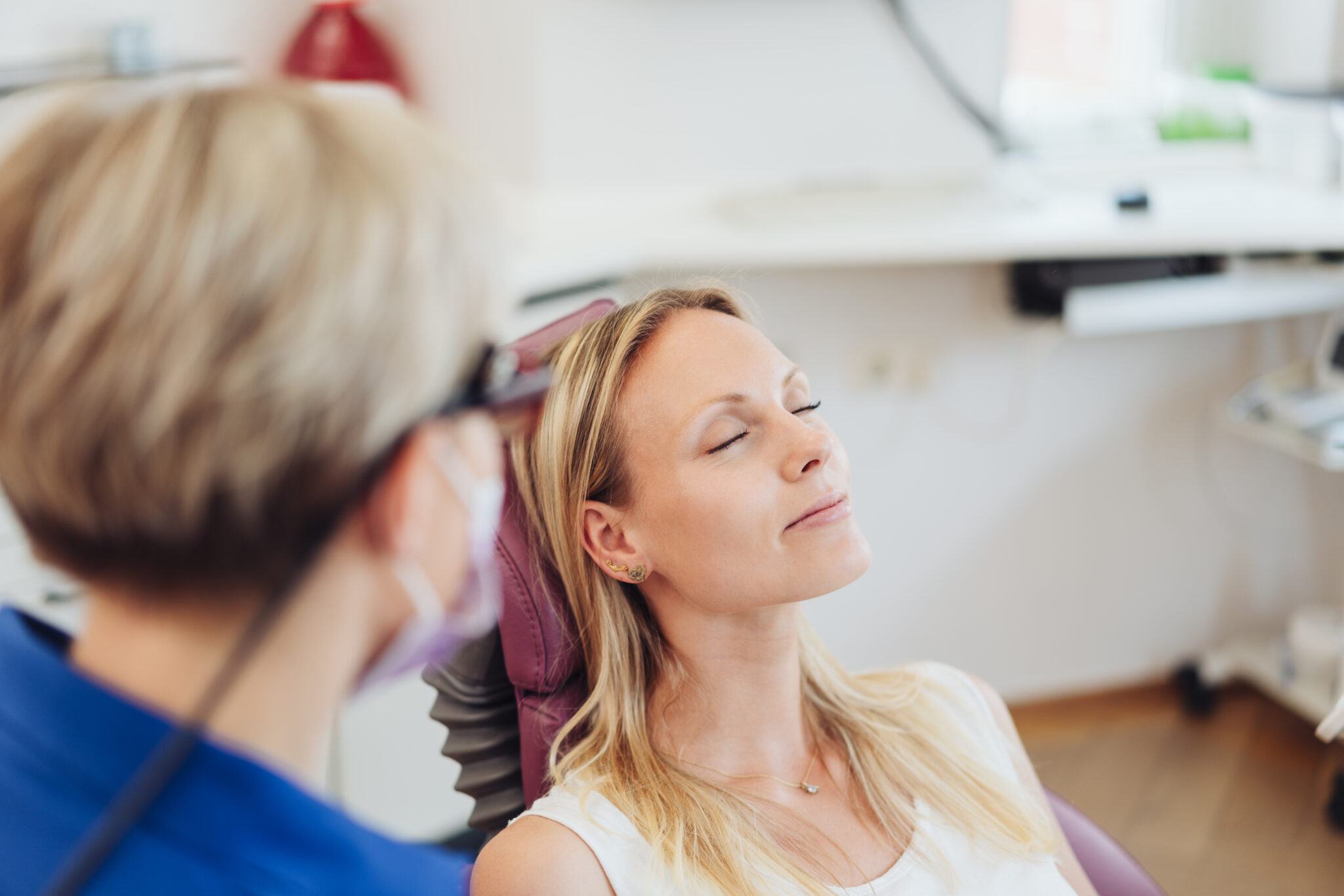Relaxed patient during a calm dental appointment